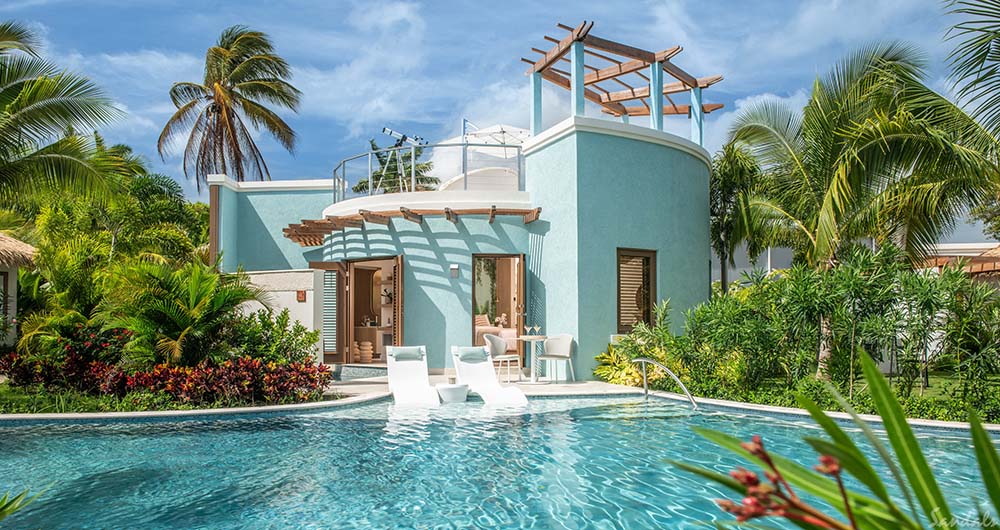 Coyaba Sky Villa Swim-up Rondoval Butler Suite w/ Private Pool Sanctuary at Sandals in Jamaica.