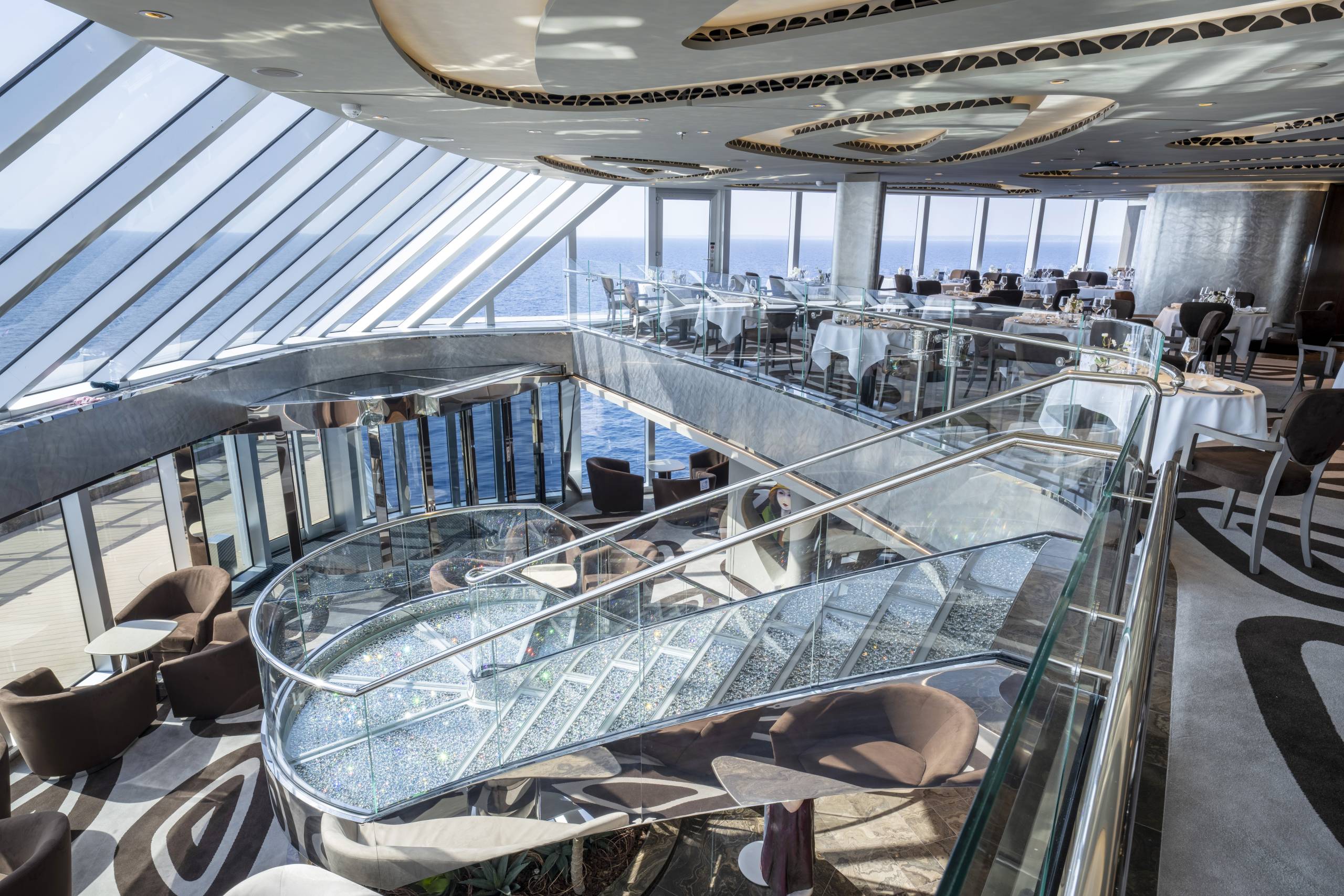 Top Sail Lounge and Restaurant at the MSC Yacht Club.