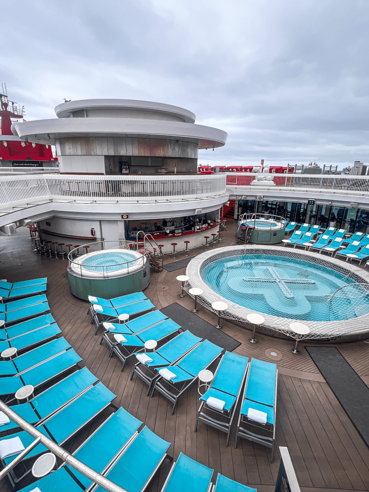 Small pool on the Virgin Voyages Scarlet Lady.