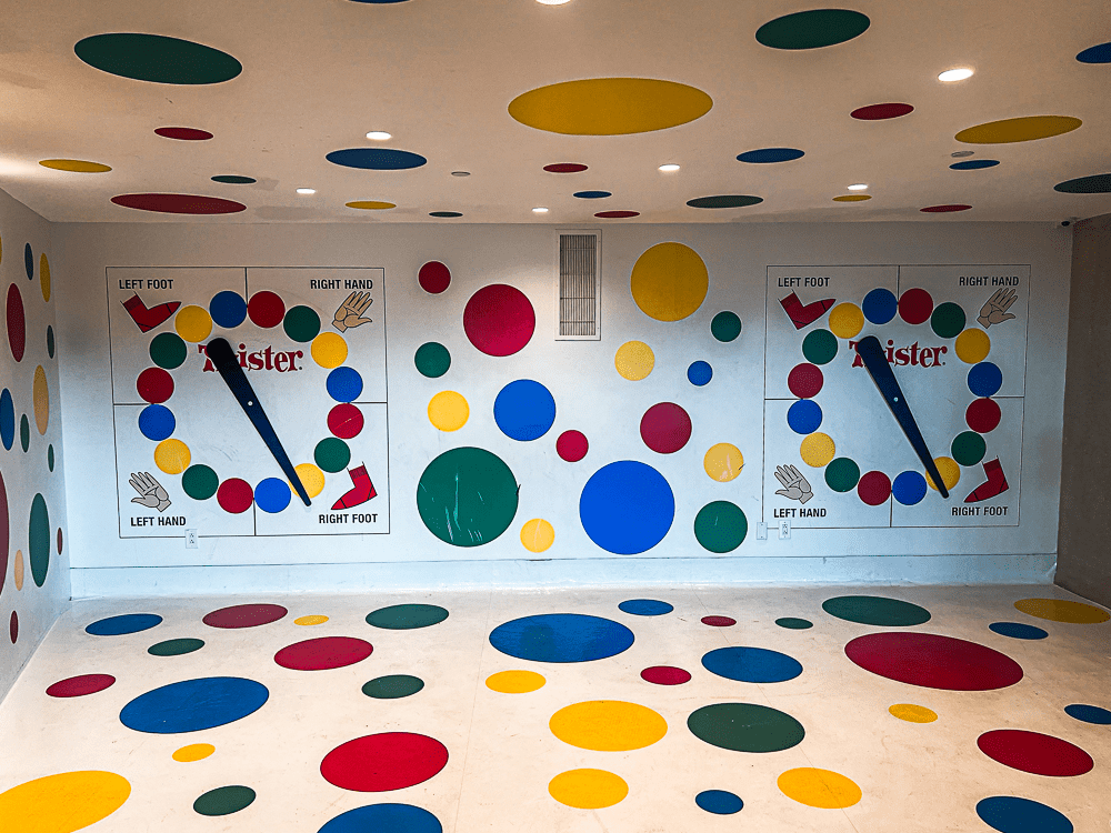 The giant Twister Game Room inside the TWA Hotel in New York.