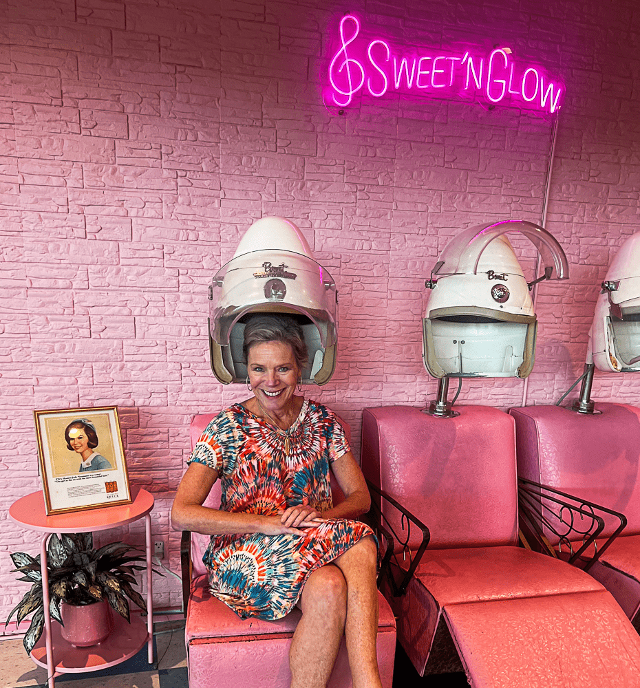 Jenny Lynn Anderson at the Sweet ‘N Glow Retro Beauty Shop at TWA Hotel.