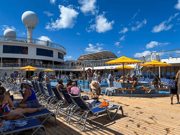 Crowded pool on the  Carnival Cruise.