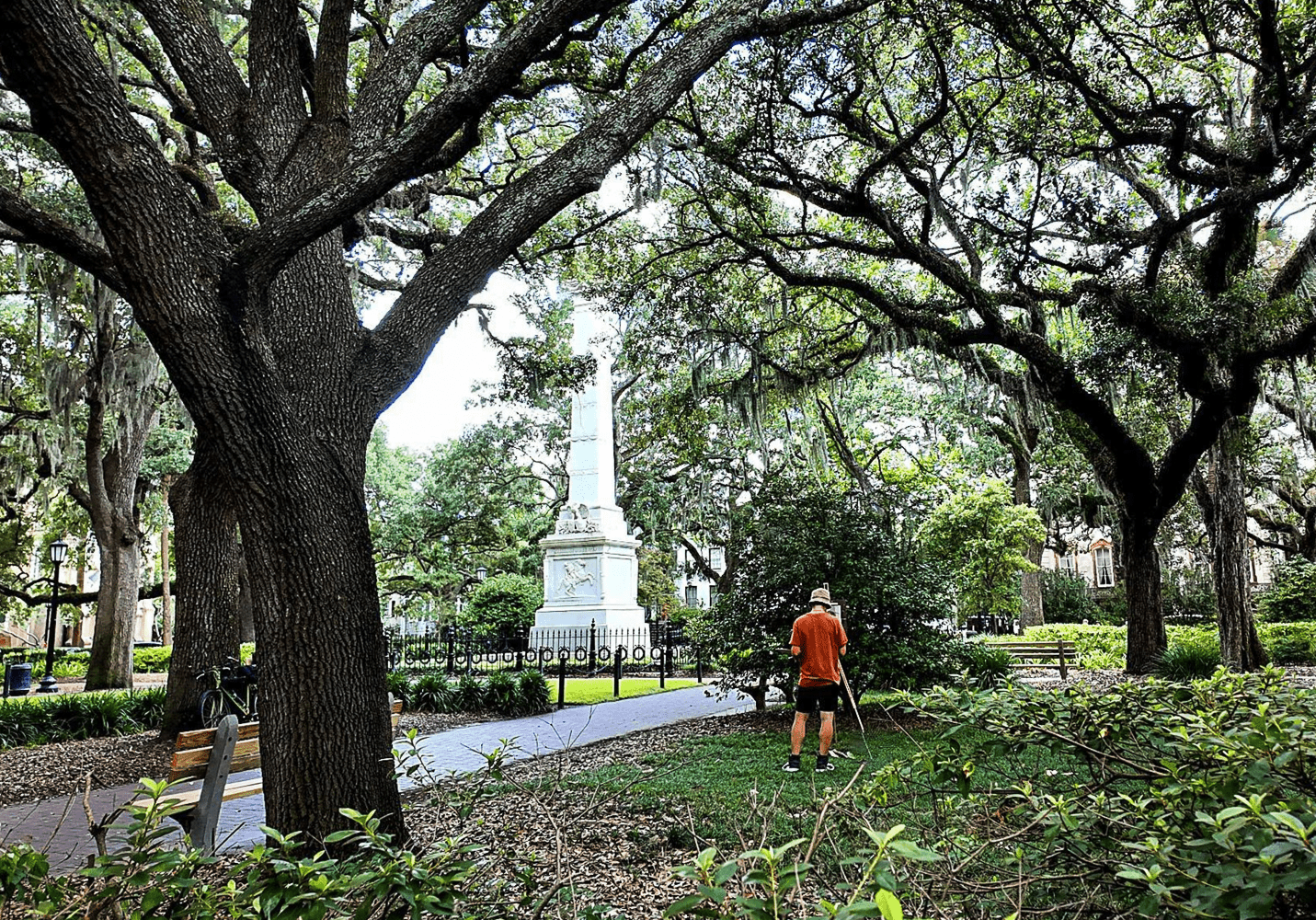 A painter at Monterey Square in Savannah, Georgia.