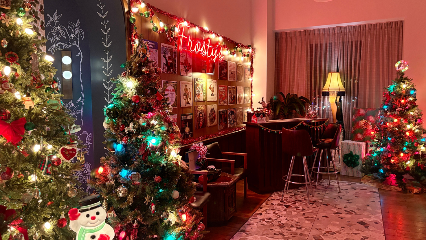 Bar Julian In Savannah Retro Christmas Decor of Frostys Social Club