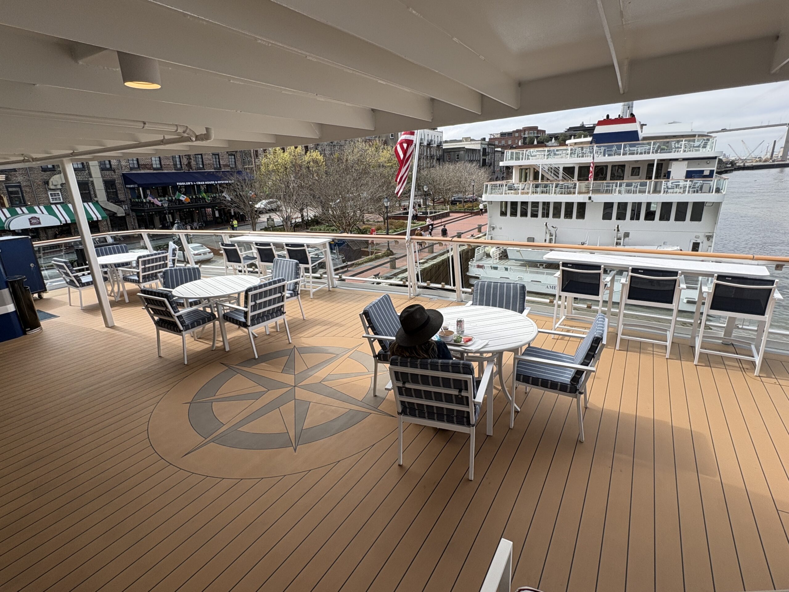 Docking at Savannah GA River Street on American Cruise Lines