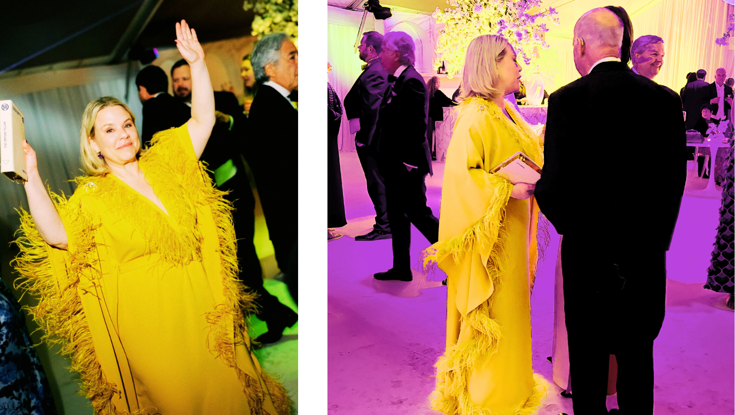 Savannah black tie gala fashion, Golden Drama gown, Rebecca Gardner