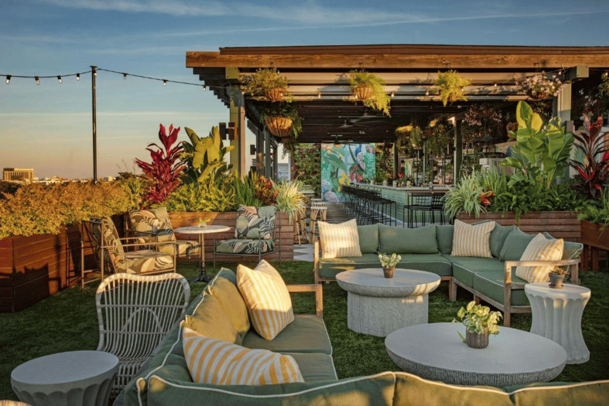 rooftop bar at Perry Lane Hotel in Savannah, Georgia. 