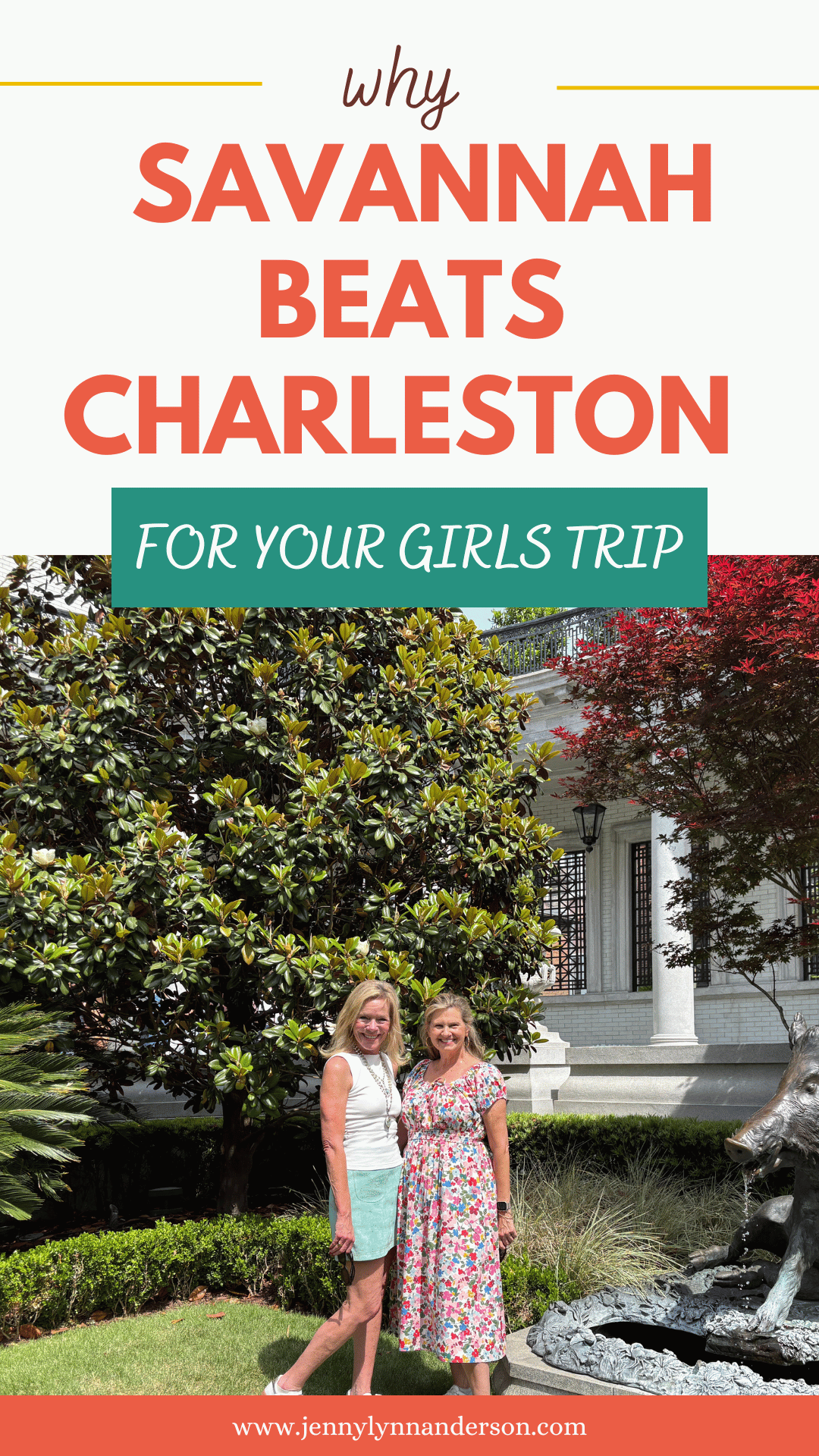 Savannah girls trip vs. charleston pin for pinterest. 