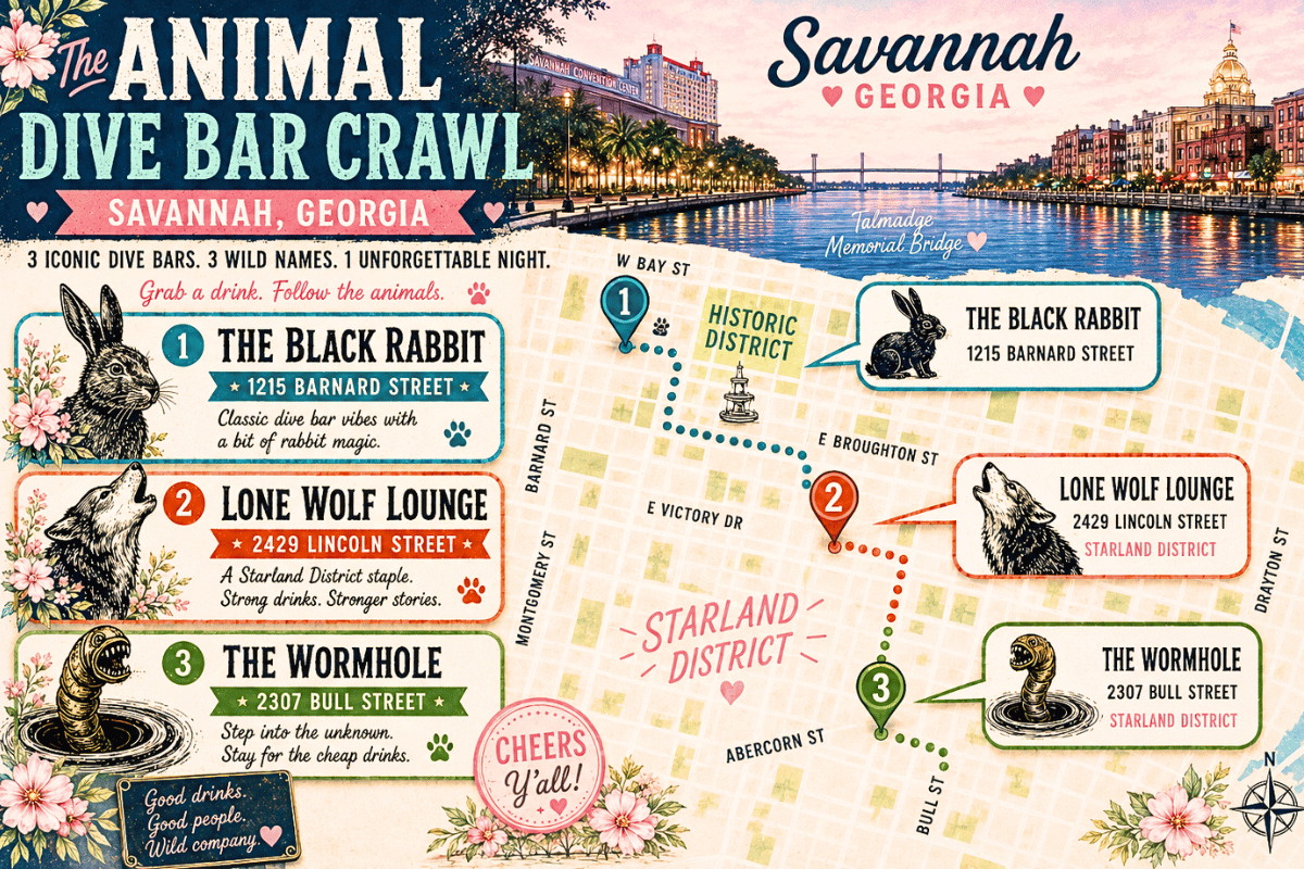 animal dive bar crawl in savannah georgia featured image.