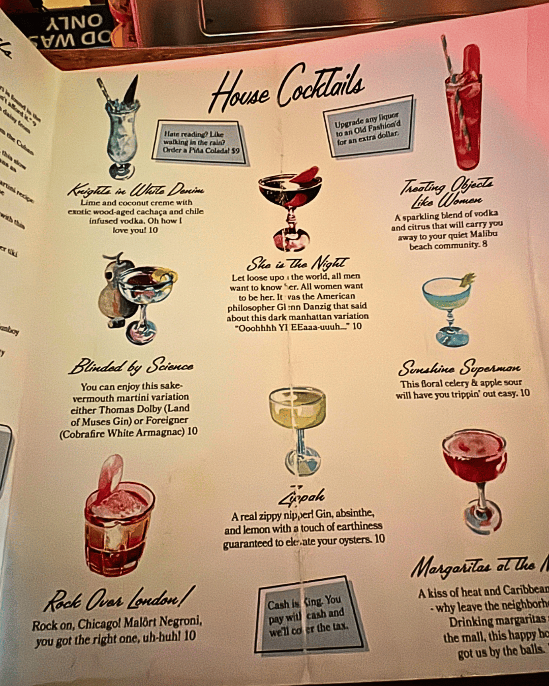 Lone Wolf Dive Bar Menu in Savannah, GA.
