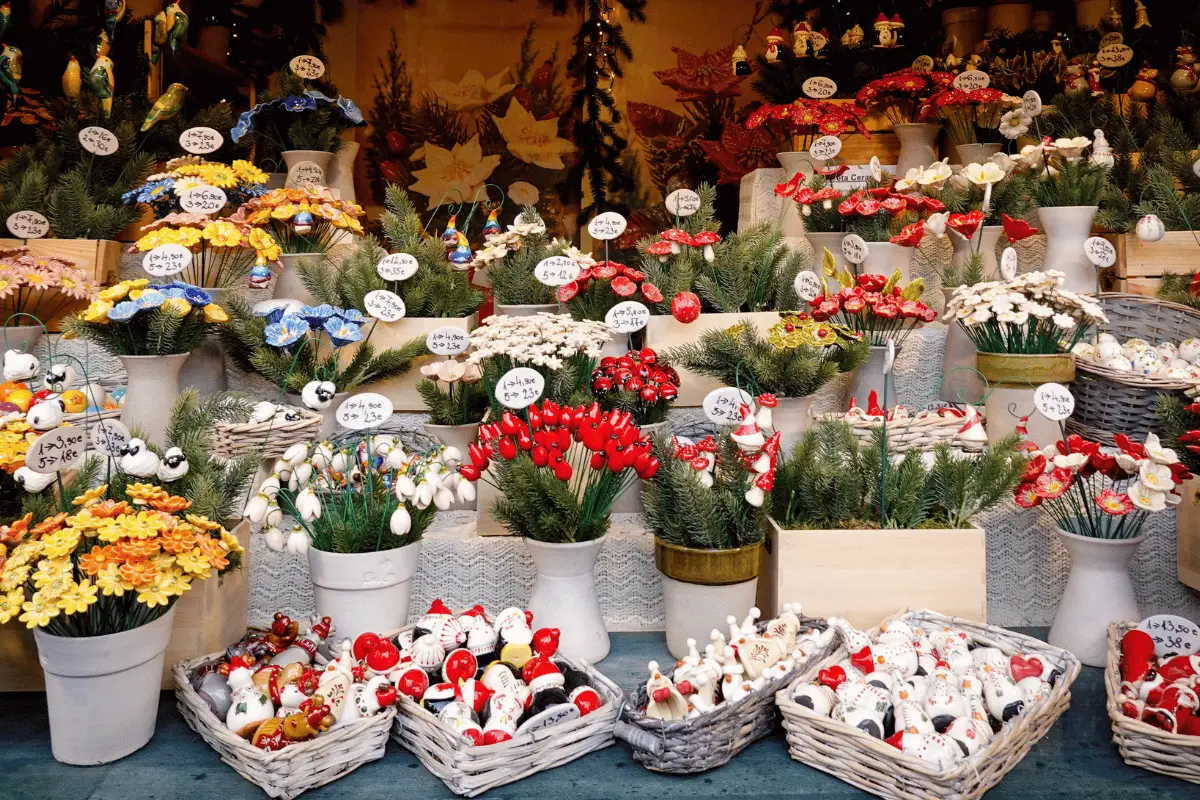 Christmas florals at danube christmas markets while on a river cruise. 