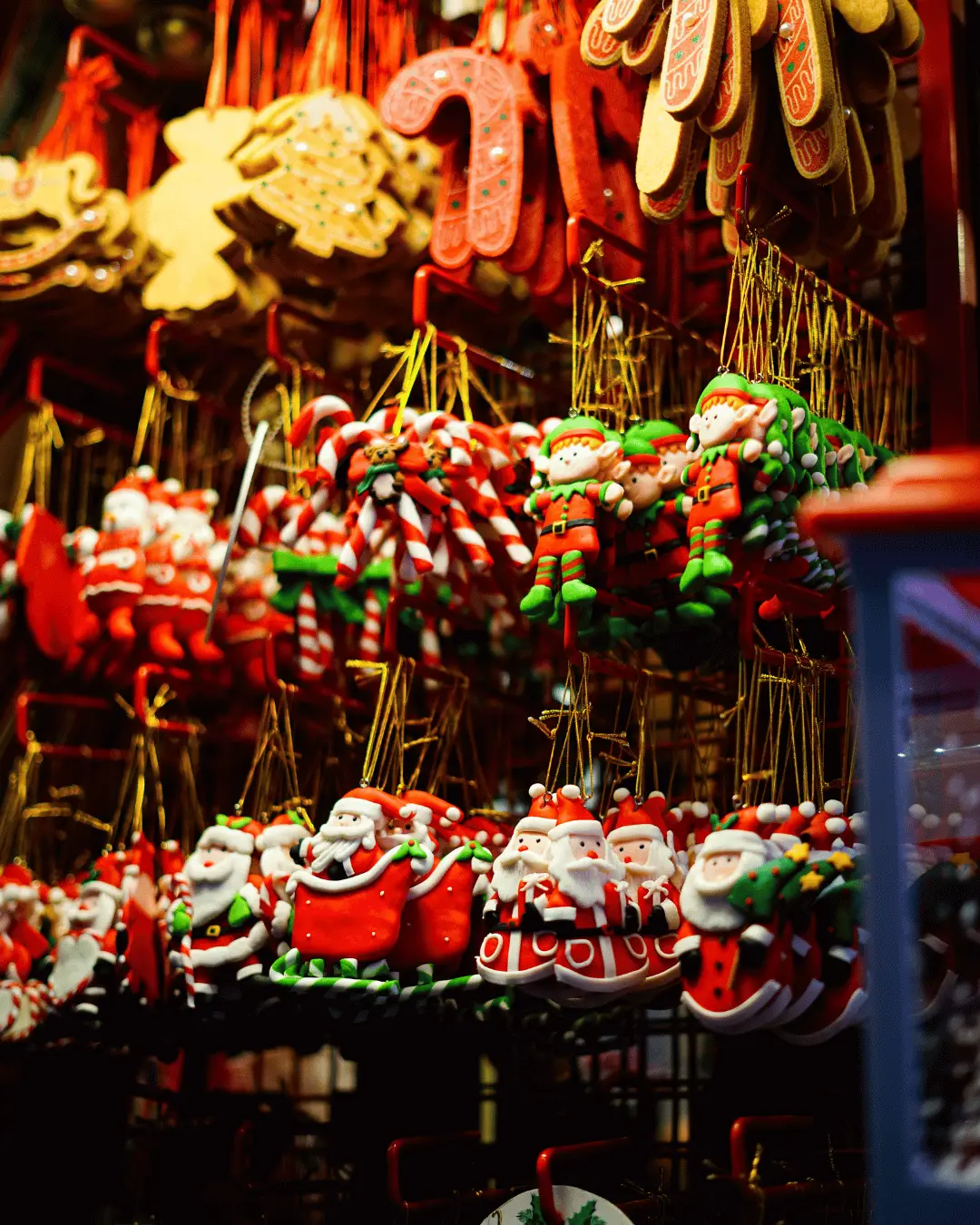 Christmas ornaments at Danube christmas market. 